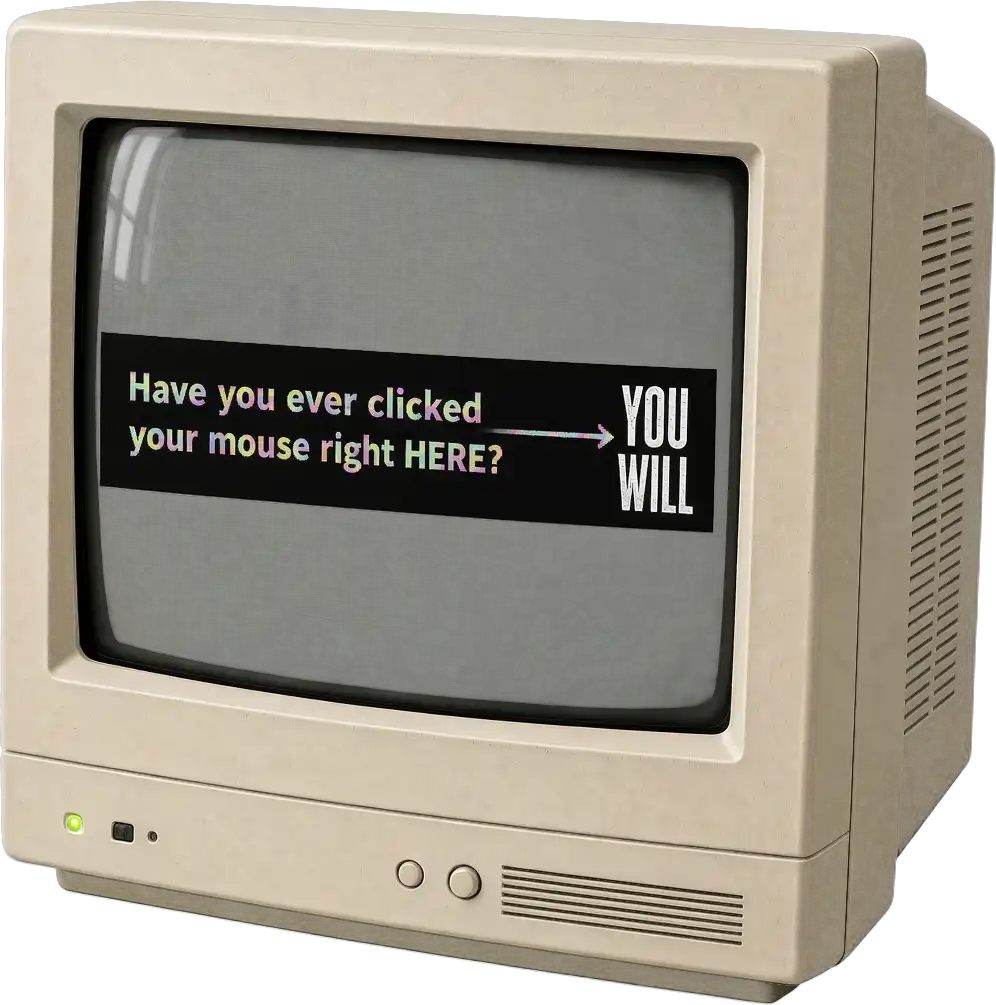 Recreation of the first internet banner ad on a retro CRT monitor