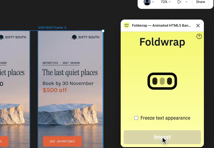 Foldwrap plugin showing import progress