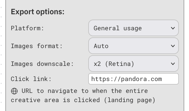 Export options